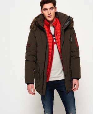 Superdry Premium Down Trans-Alps Parka Férfi Kabát Khaki | OJFCE6953